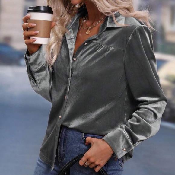 Luxe rust brown  button down shirt - Picture 5 of 15